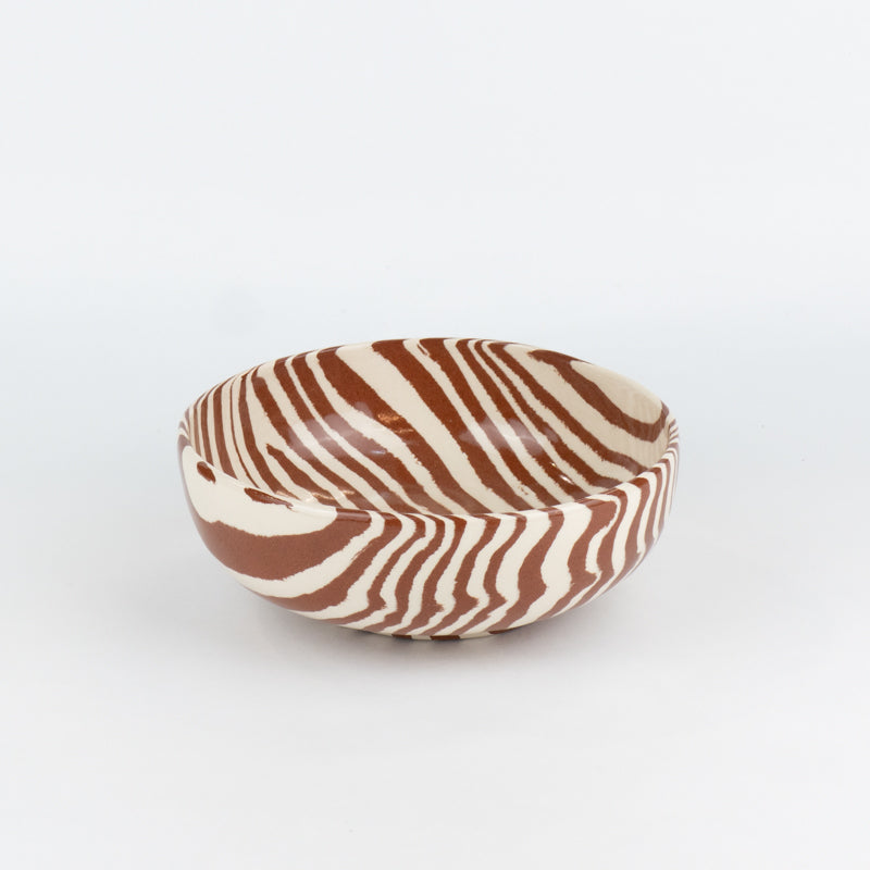 Terracotta & White Marble Rustic Ceramic Bowl