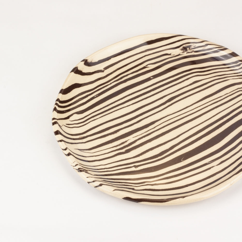 Chocolate Brown & White Marble Ceramic Side Plate