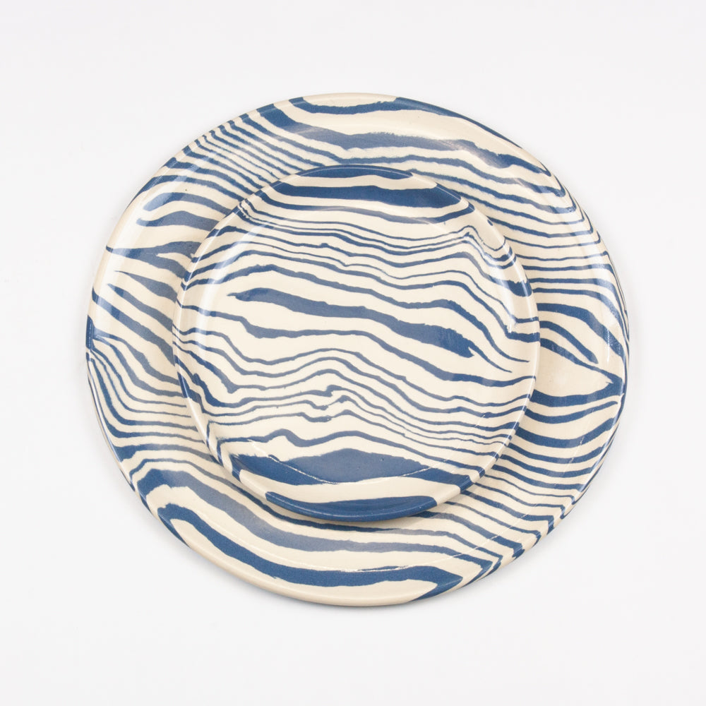 Noosline | Azure Blue & White Marble Ceramic Side Plate