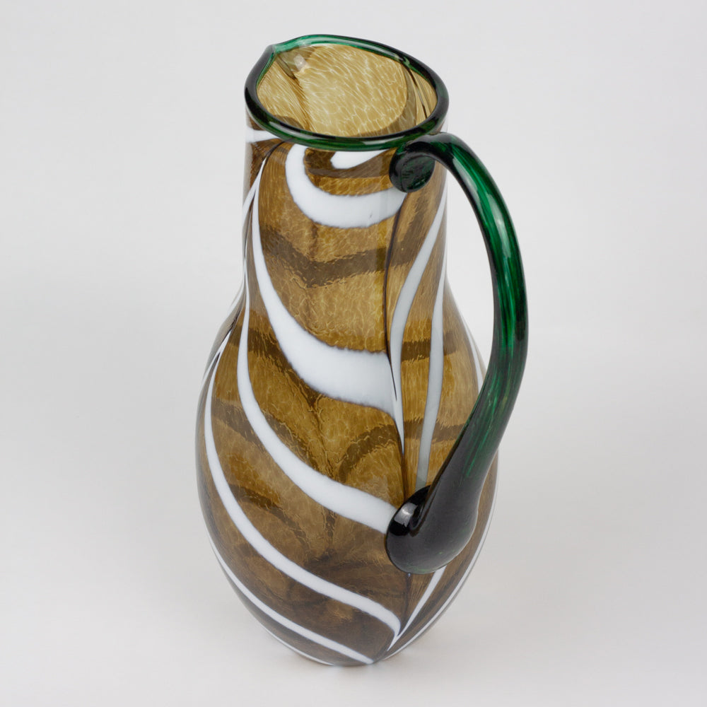 Tortoiseshell & White Swirl Artisan Glass Pitcher