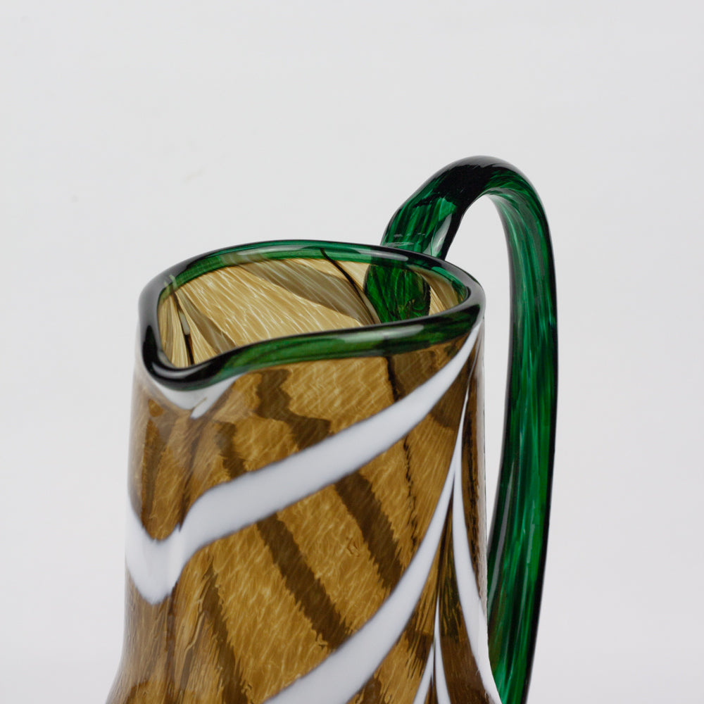 Tortoiseshell & White Swirl Artisan Glass Pitcher