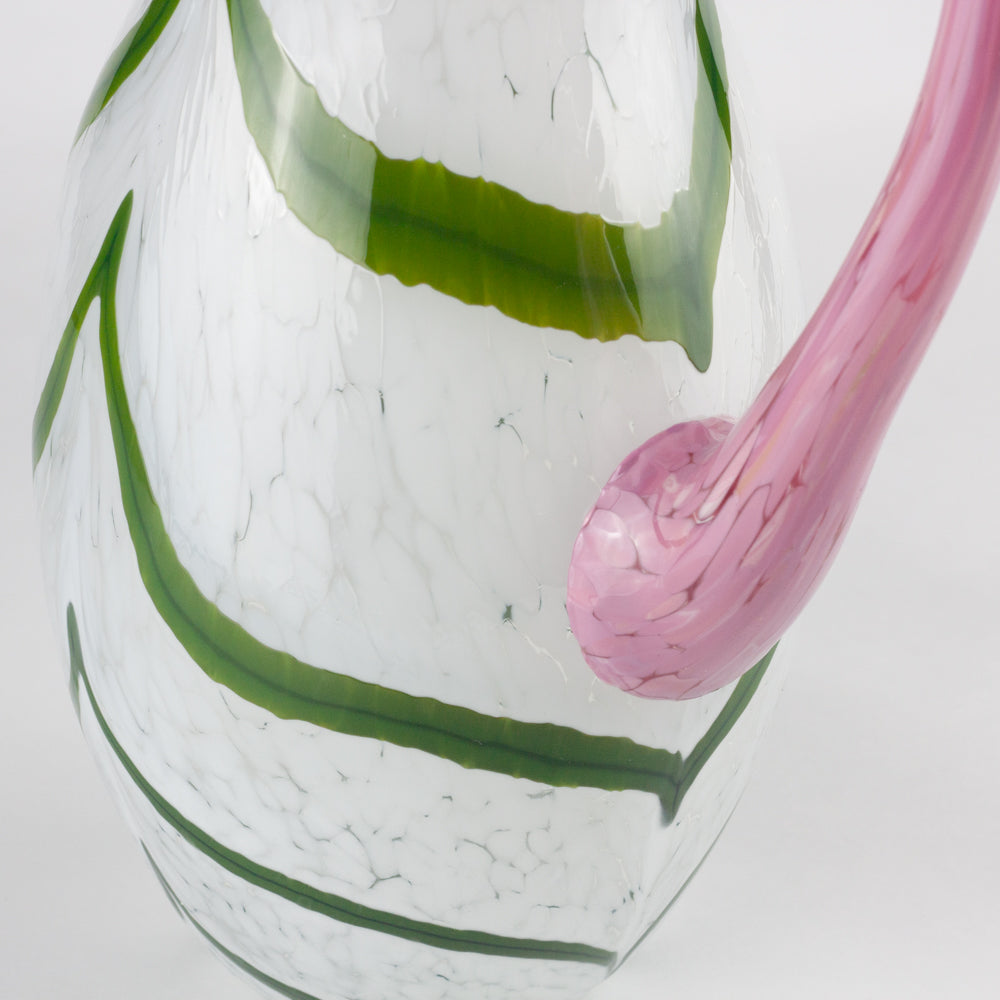 Green & Pink Swirl Handmade Glass Pitcher