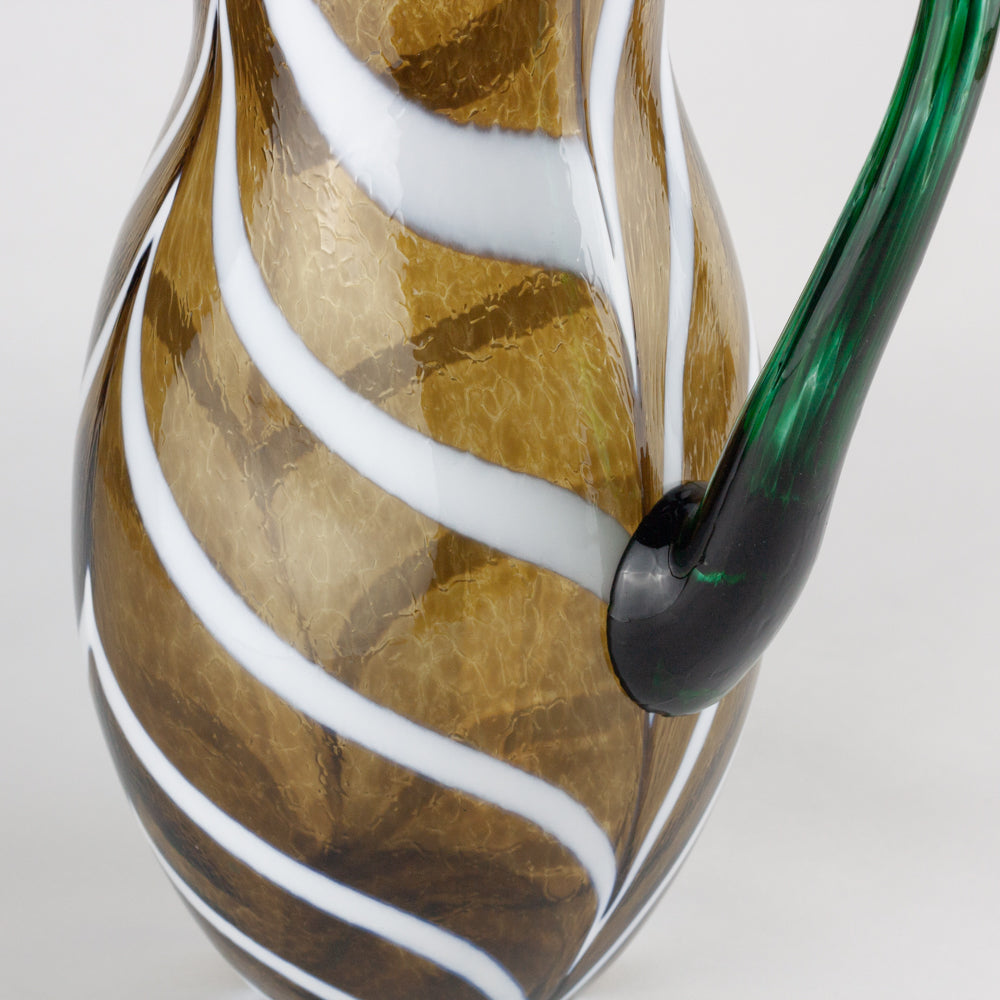 Tortoiseshell & White Swirl Artisan Glass Pitcher