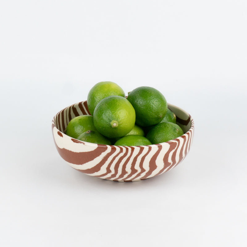 Terracotta & White Marble Rustic Ceramic Bowl