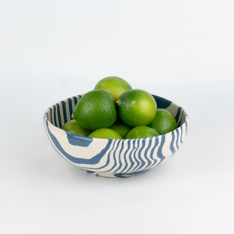 Azure Blue & White Marble Eye-Catching Ceramic Bowl